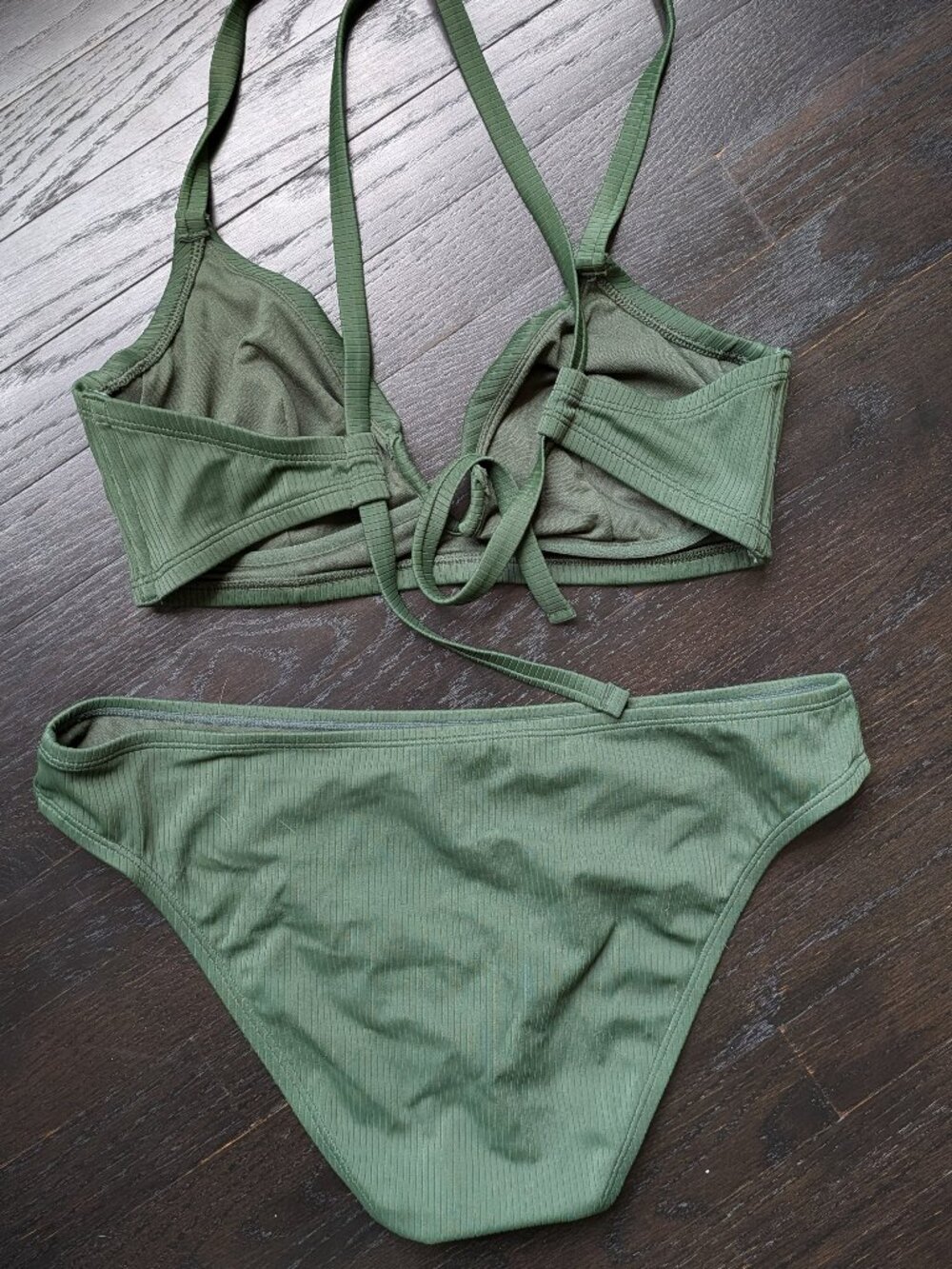 Shade & Shore Jewel Green Ribbed Underwire Bikini | Size Large/38D - Picture 2 of 5
